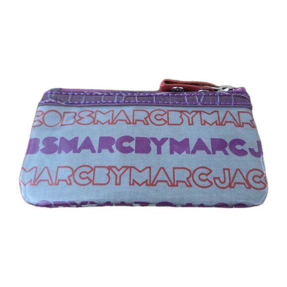 Marc by Marc Jacobs Zip Wallet Coin Pouch with Logo Lock Purple Red - Picture 2 of 5